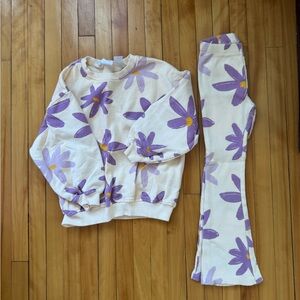 Zara Kids Matching Set - Cream and Purple Floral